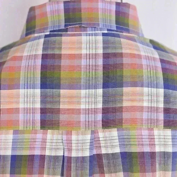 Peter Millar Shirt Men's XL Blue/Green Plaid 100% Cotton Long Sleeve Button Down - Picture 9 of 14